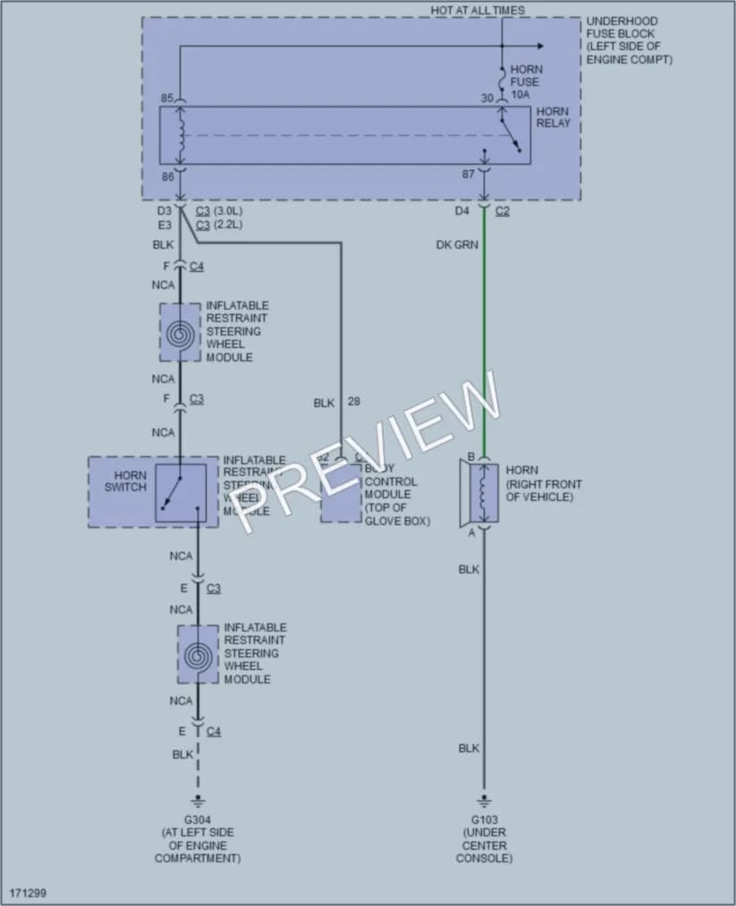 2003 Saturn L300 Horn wiring diagram preview