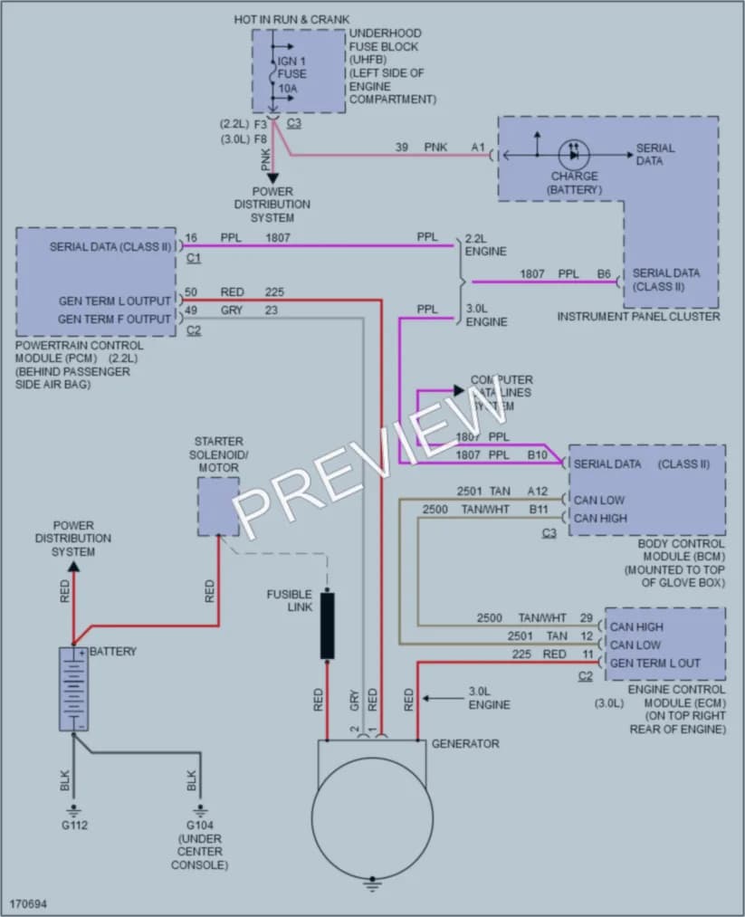 2003 Saturn L300 Starting Charging wiring diagram preview