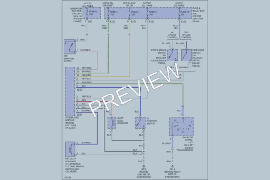 2003 Subaru Impreza Shift Interlock wiring diagram preview