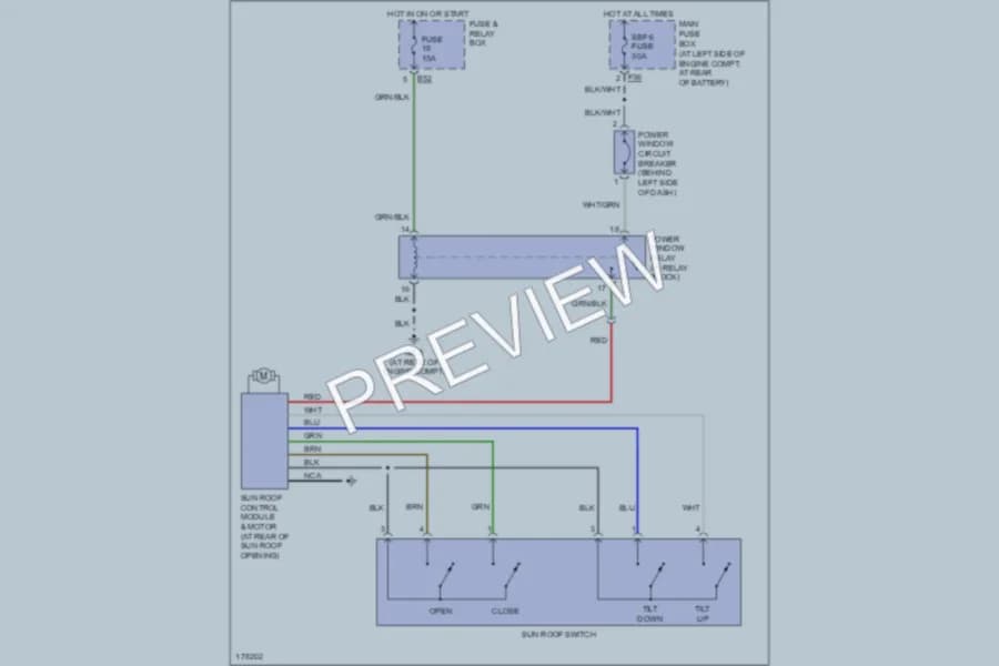 2003 Subaru Legacy Power Top Sunroof wiring diagram preview