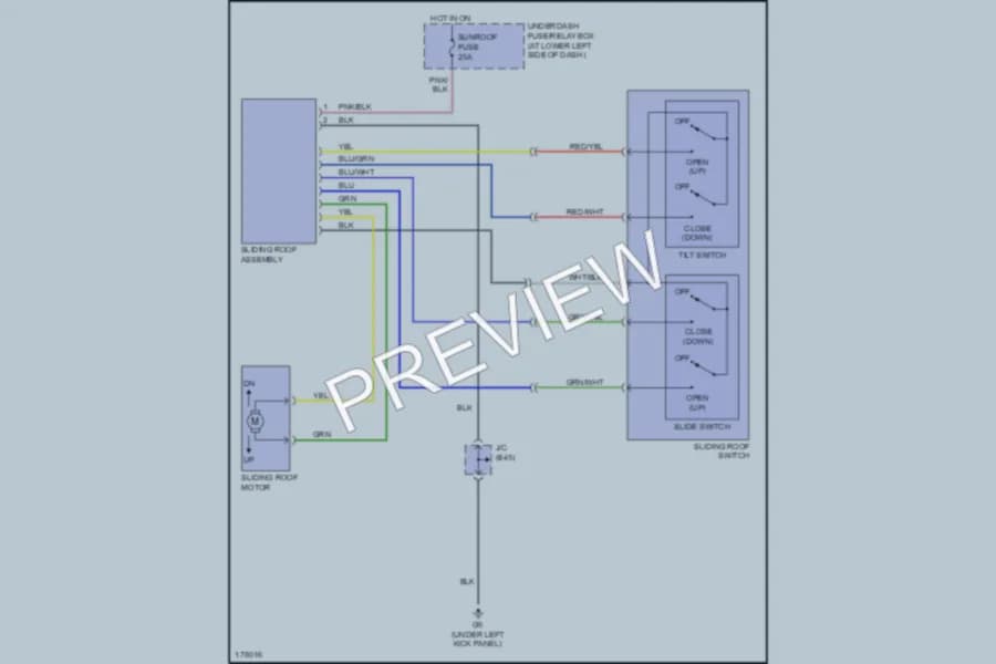 2003 Suzuki XL7 Power Top Sunroof wiring diagram preview
