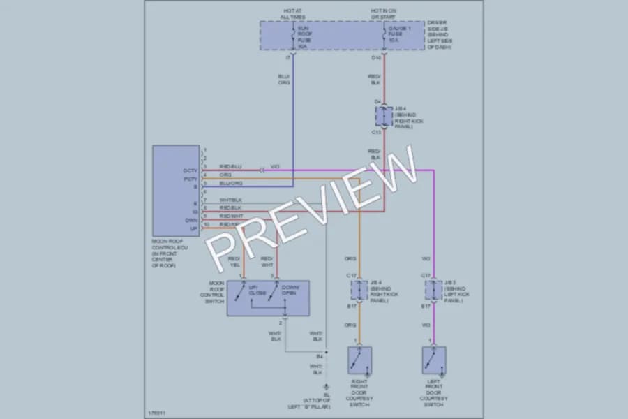 2003 Toyota Avalon Power Top Sunroof wiring diagram preview