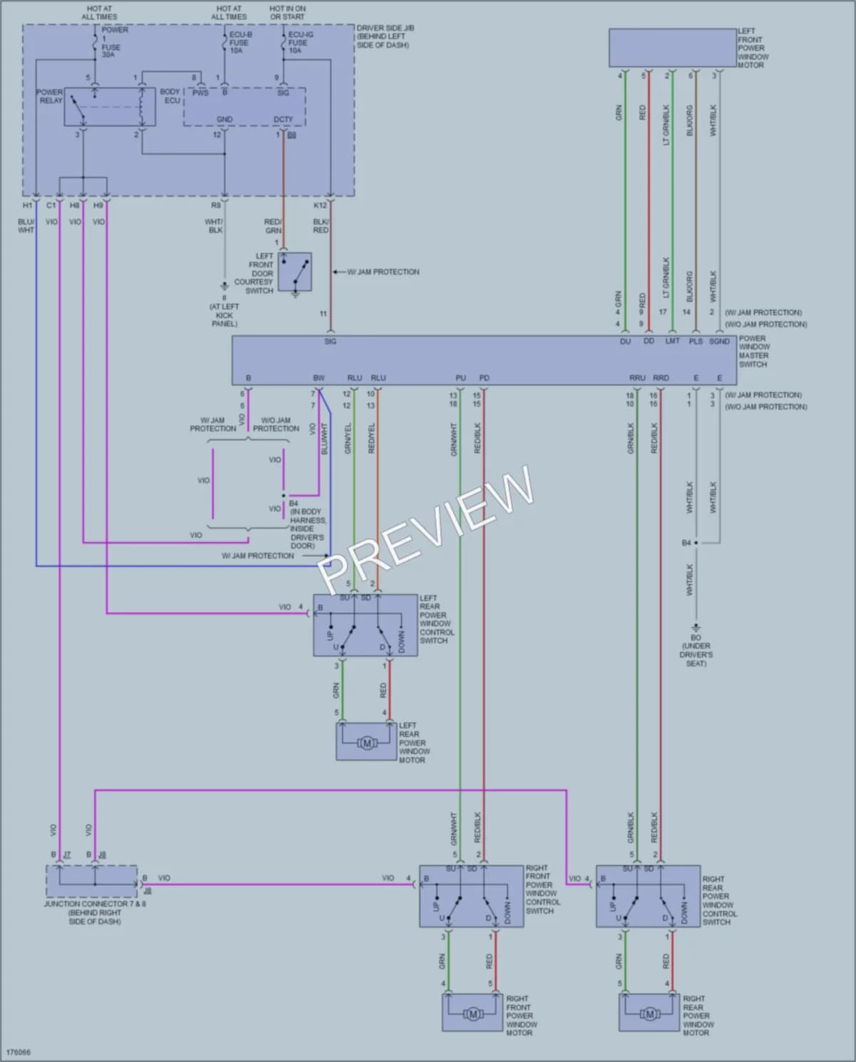 2003 Toyota Camry Power Windows wiring diagram preview