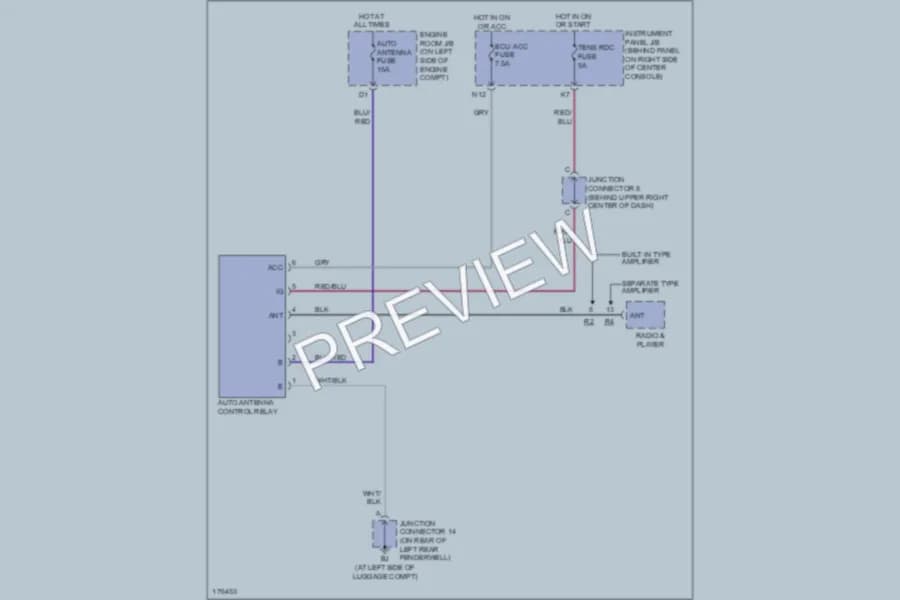 2003 Toyota Celica Power Antenna wiring diagram preview