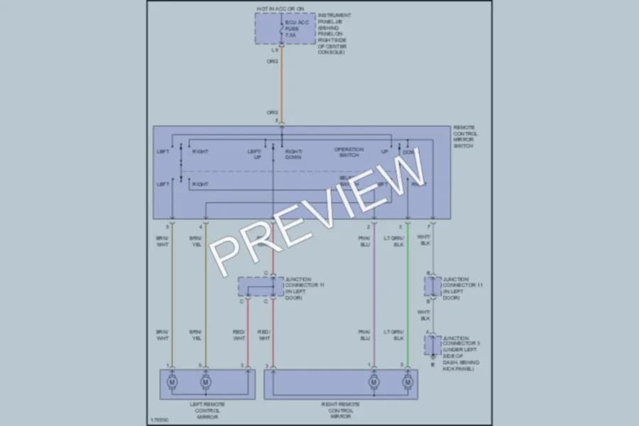 2003 Toyota Celica Power Mirrors wiring diagram preview