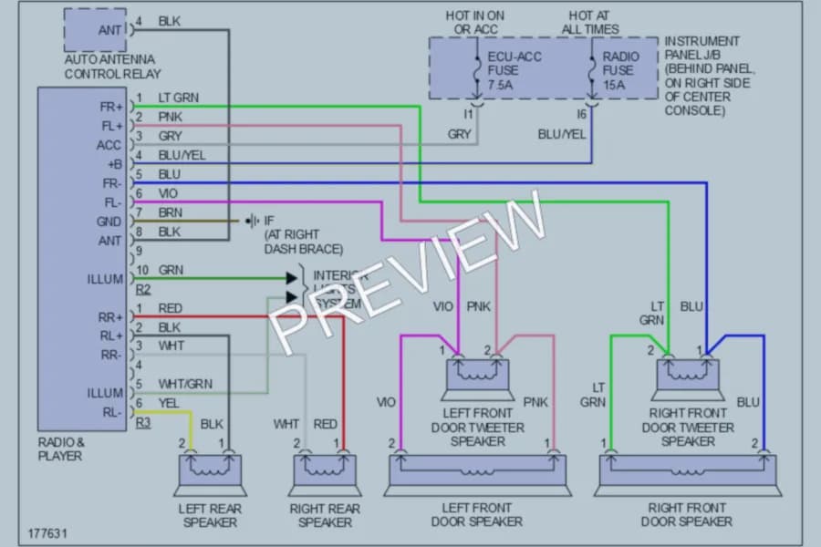 2003 Toyota Celica Radio wiring diagram preview