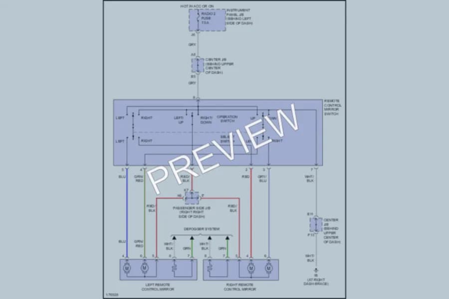 2003 Toyota Highlander Power Mirrors wiring diagram preview