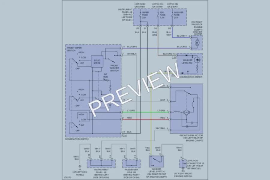 2003 Toyota Highlander Wiper Washer wiring diagram preview