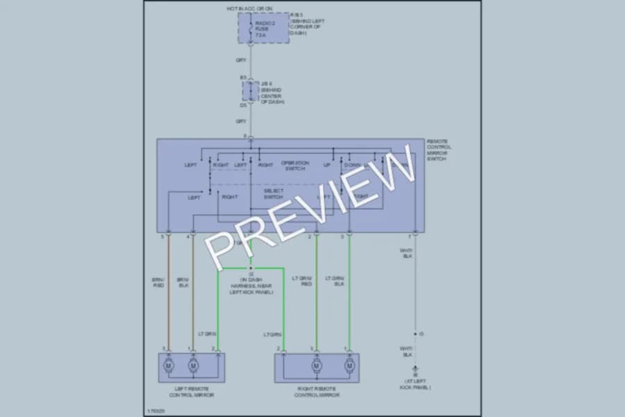 2003 Toyota MR2Spyder Power Mirrors wiring diagram preview