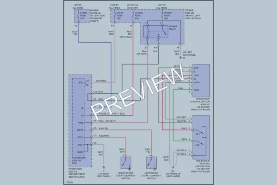 2003 Toyota RAV4 Power Top Sunroof wiring diagram preview