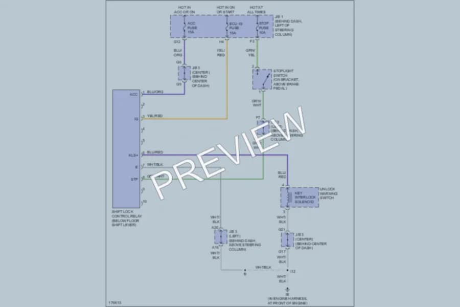 2003 Toyota Tacoma Shift Interlock wiring diagram preview