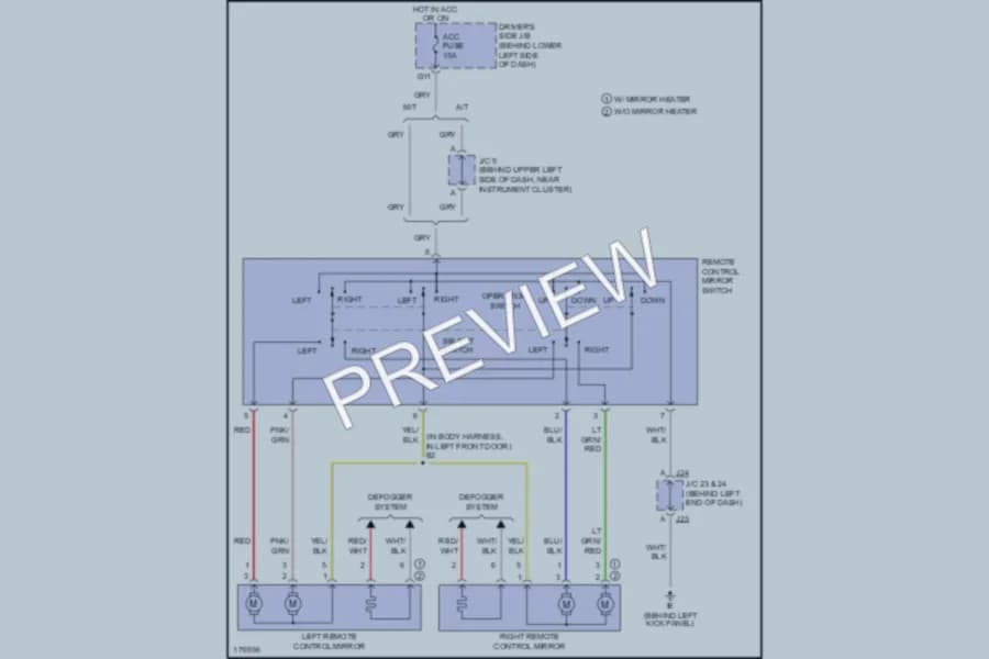 2003 Toyota Tundra Power Mirrors wiring diagram preview