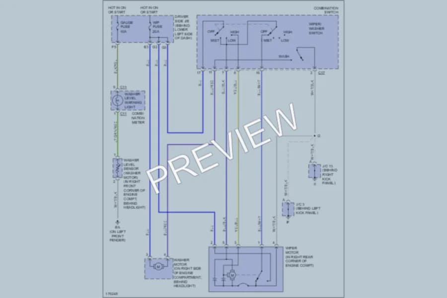 2003 Toyota Tundra Wiper Washer wiring diagram preview