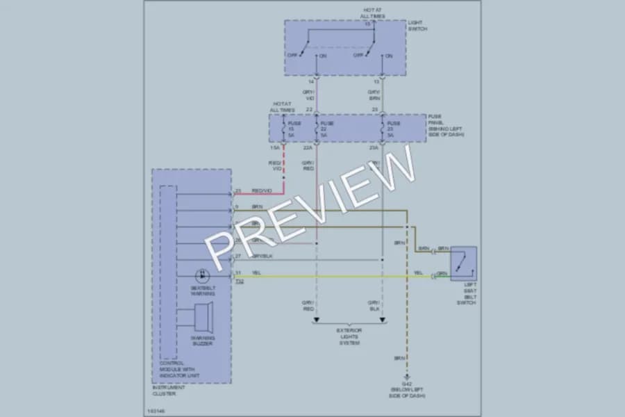 2003 Volkswagen Golf Warning Systems wiring diagram preview