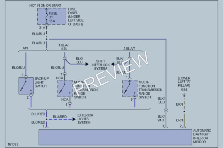 2003 Volkswagen Passat Power Mirrors wiring diagram preview