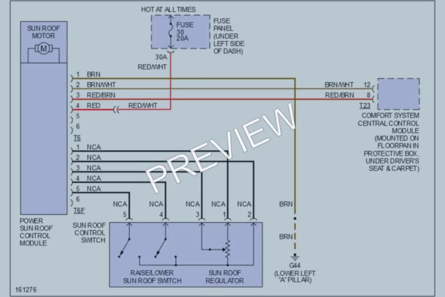 2003 Volkswagen Passat Power Top Sunroof wiring diagram preview