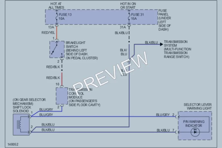 2003 Volkswagen Passat Shift Interlock wiring diagram preview