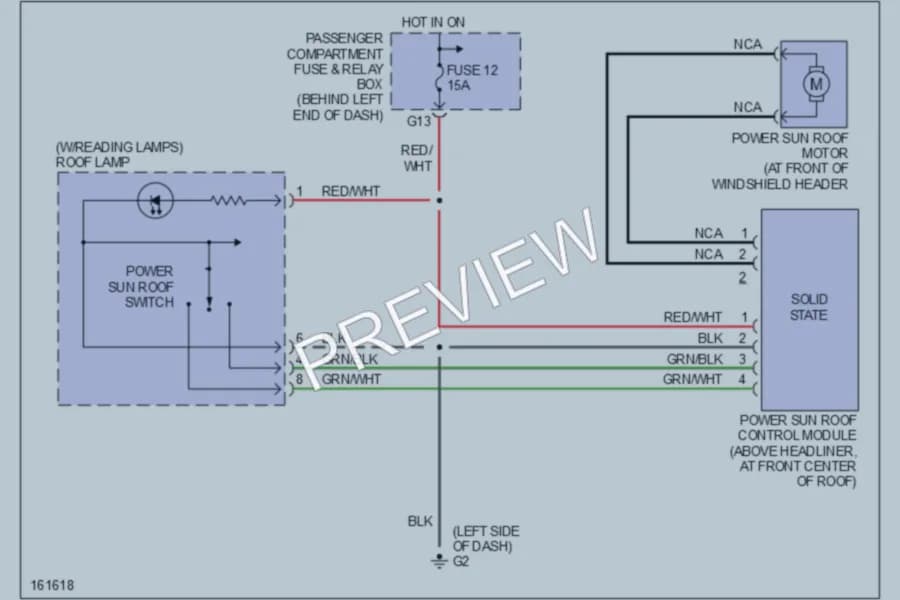 2003 Volvo S40 Power Top Sunroof wiring diagram preview