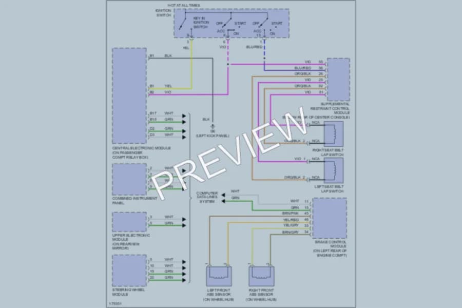 2003 Volvo S80 Warning Systems wiring diagram preview