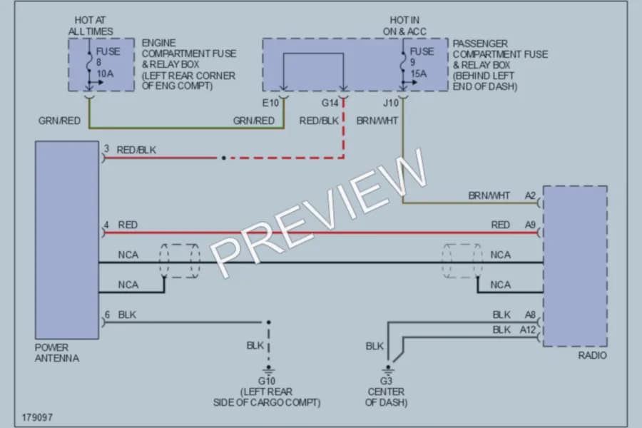 2003 Volvo V40 Power Antenna wiring diagram preview