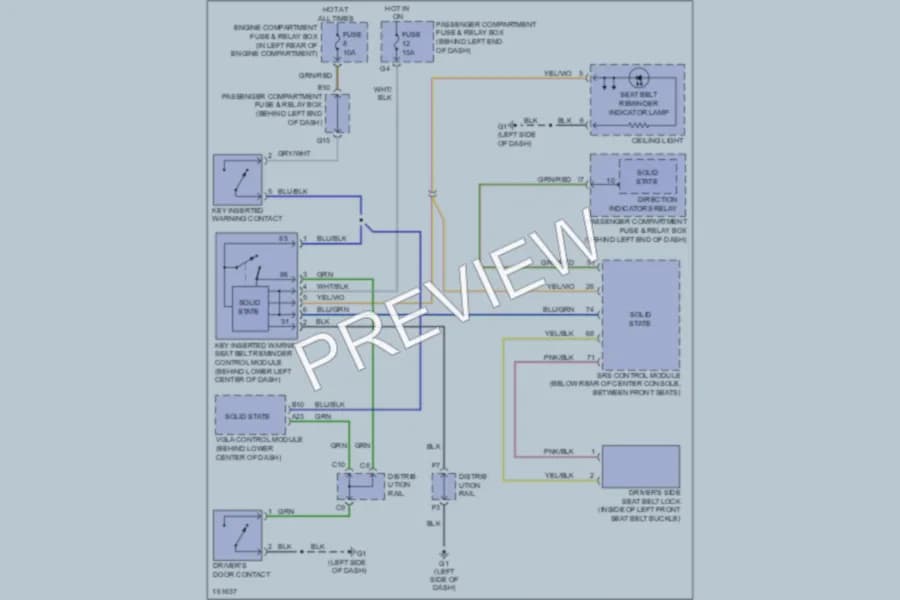 2003 Volvo V40 Warning Systems wiring diagram preview