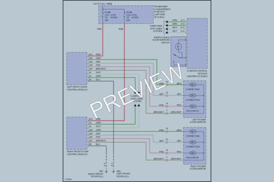 2003 Volvo V70 Power Mirrors wiring diagram preview
