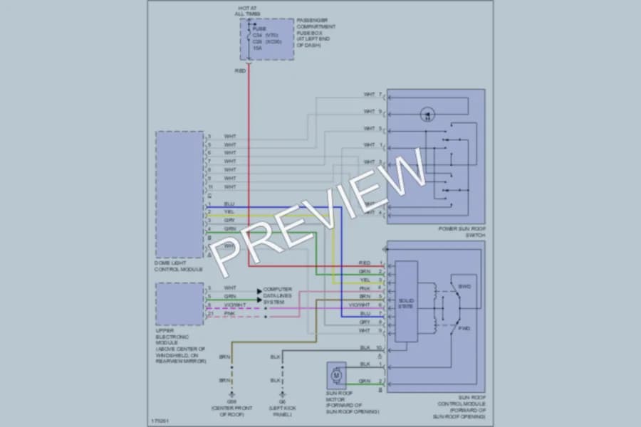 2003 Volvo XC70 Power Top Sunroof wiring diagram preview