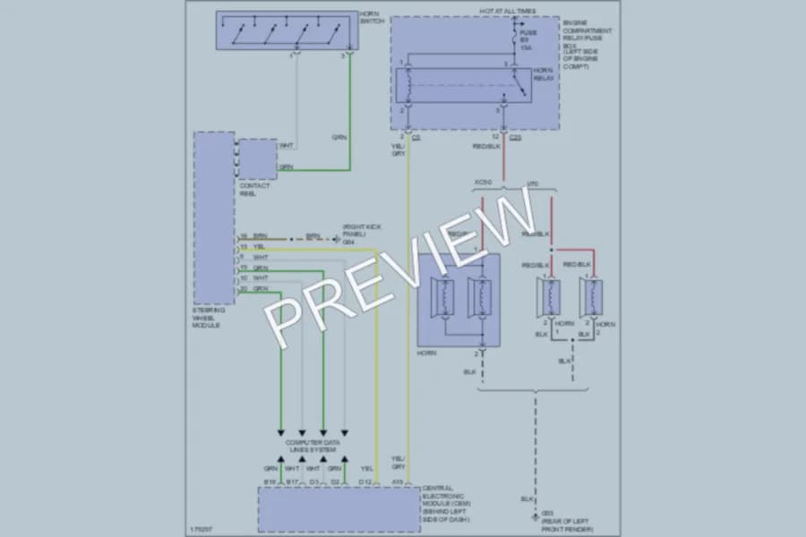 2003 Volvo XC90 Horn wiring diagram preview