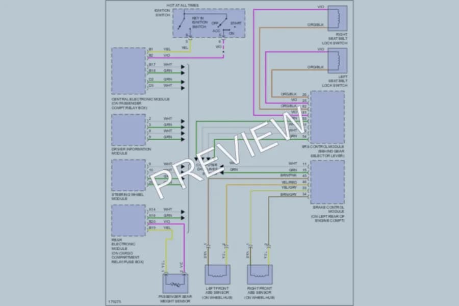 2003 Volvo XC90 Warning Systems wiring diagram preview