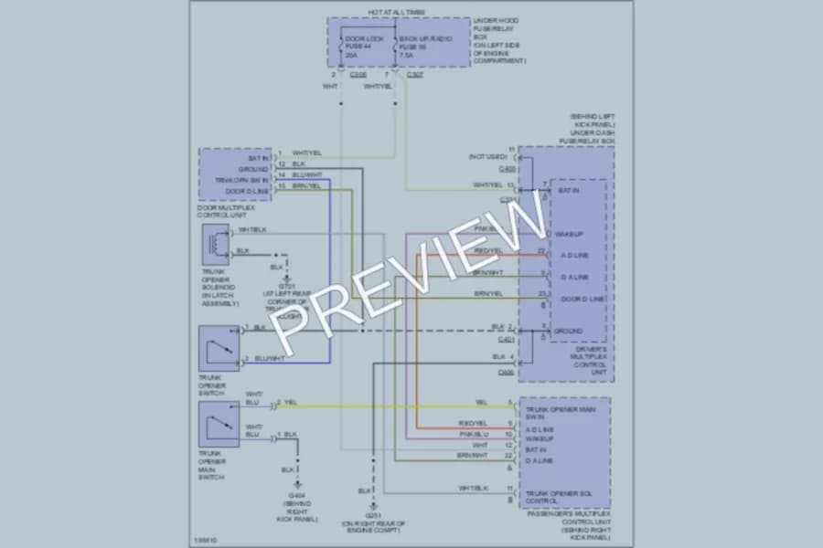 2004 Acura 35RL Trunk Tailgate Fuel Door wiring diagram preview