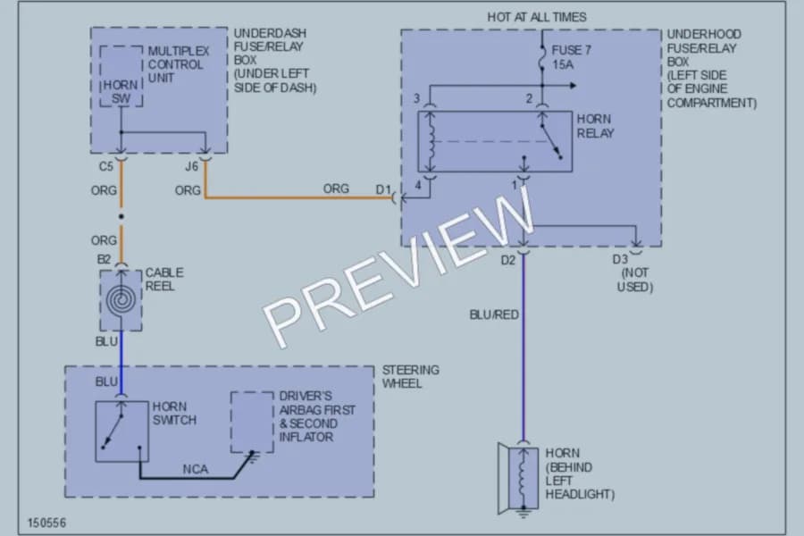 2004 Acura RSX Horn wiring diagram preview