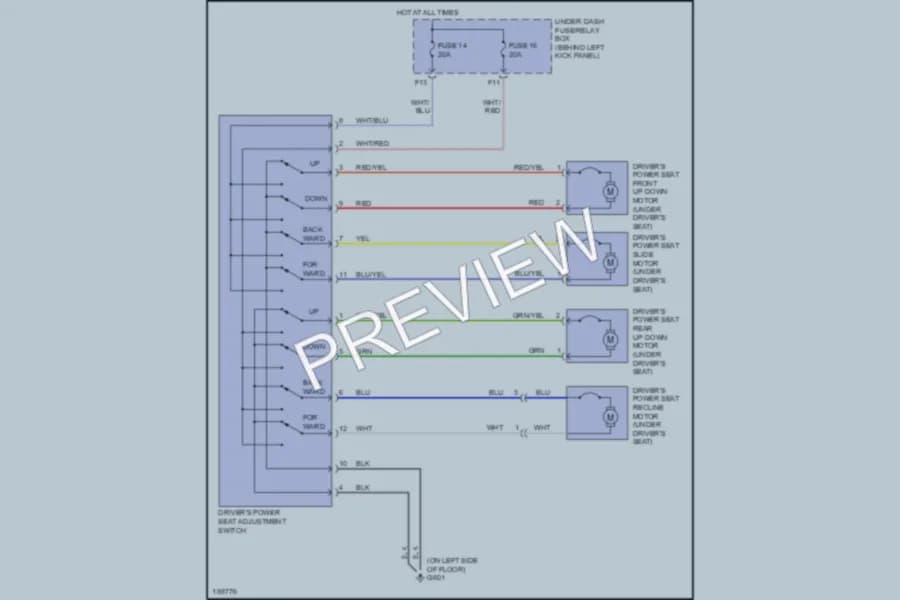 2004 Acura TSX Power Seats wiring diagram preview