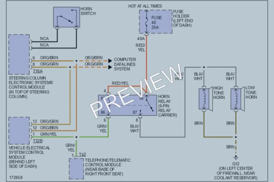 2004 Audi A4 Horn wiring diagram preview