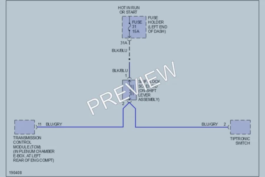 2004 Audi S4 Shift Interlock wiring diagram preview
