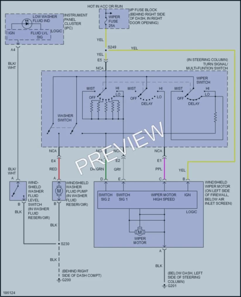 2004 Buick Century Wiper Washer wiring diagram preview