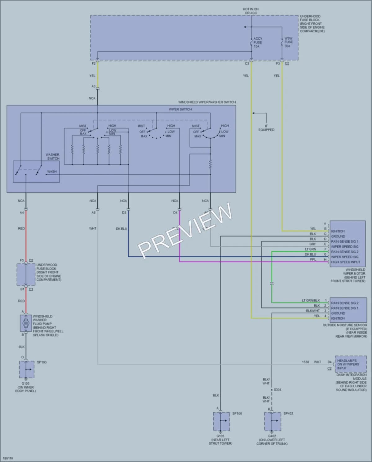 2004 Buick LeSabre Wiper Washer wiring diagram preview
