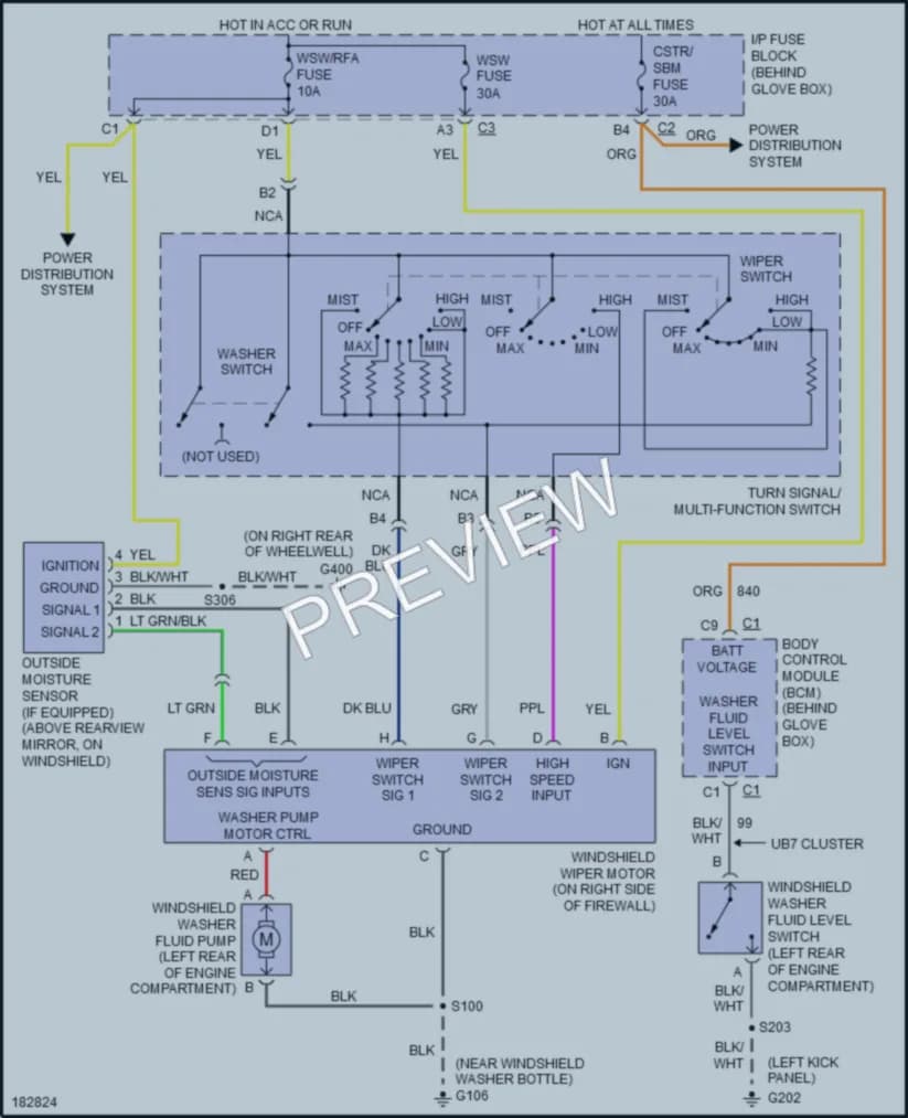 2004 Buick ParkAvenue Wiper Washer wiring diagram preview