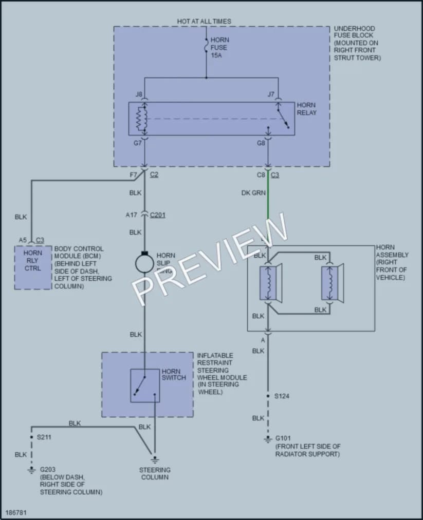 2004 Buick Regal Horn wiring diagram preview