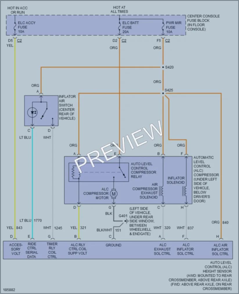 2004 Buick Rendezvous Electronic Suspension wiring diagram preview