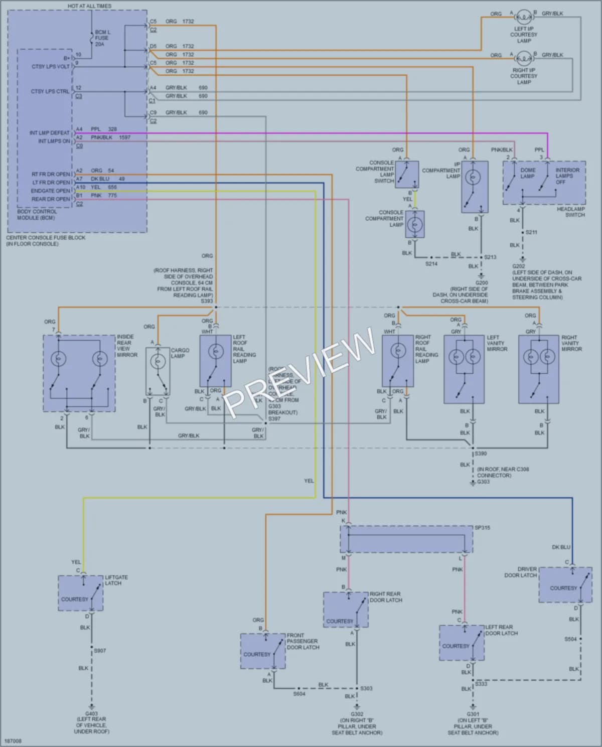 2004 Buick Rendezvous Interior Lights wiring diagram preview