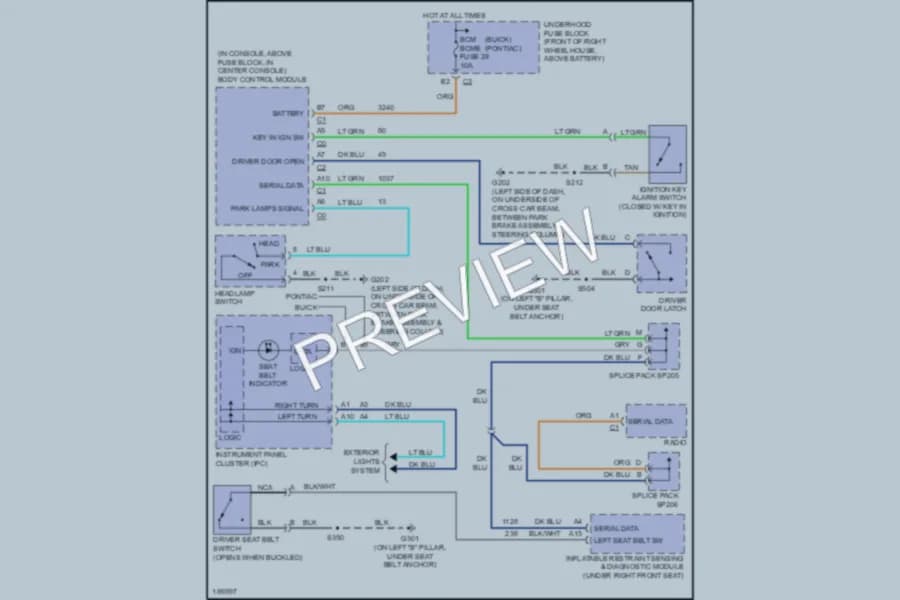 2004 Buick Rendezvous Warning Systems wiring diagram preview