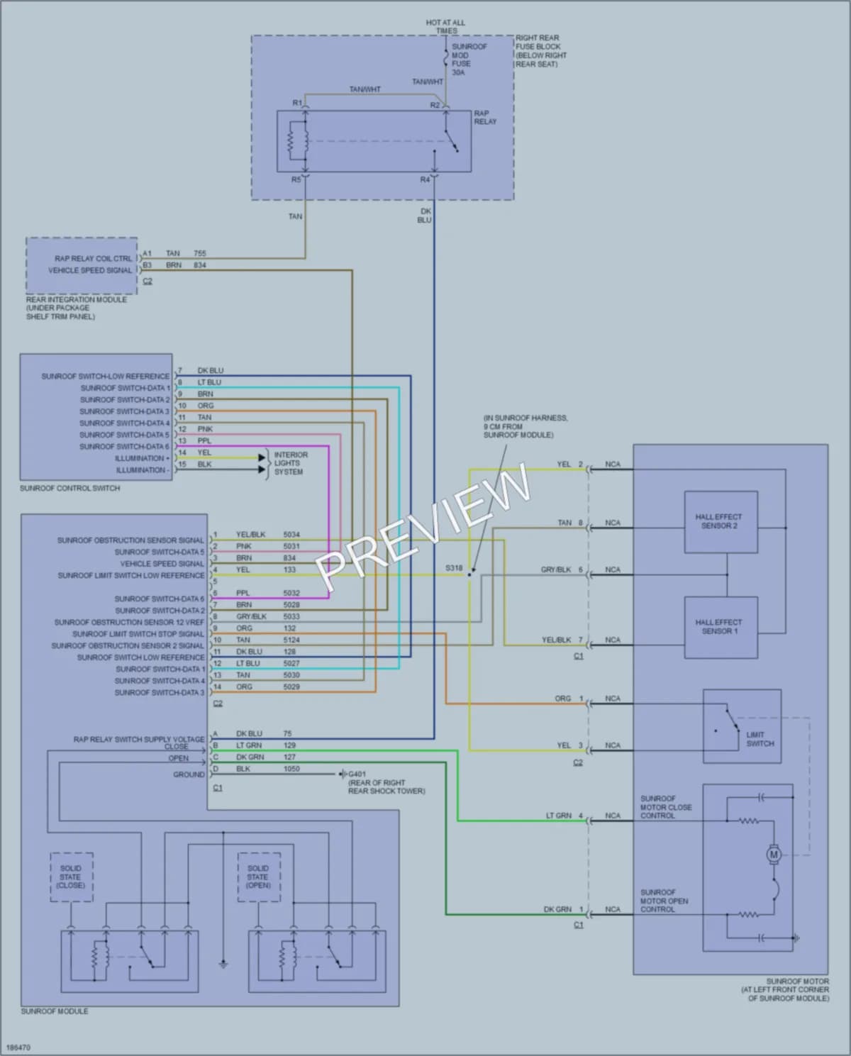 2004 Cadillac CTS Power Top Sunroof wiring diagram preview