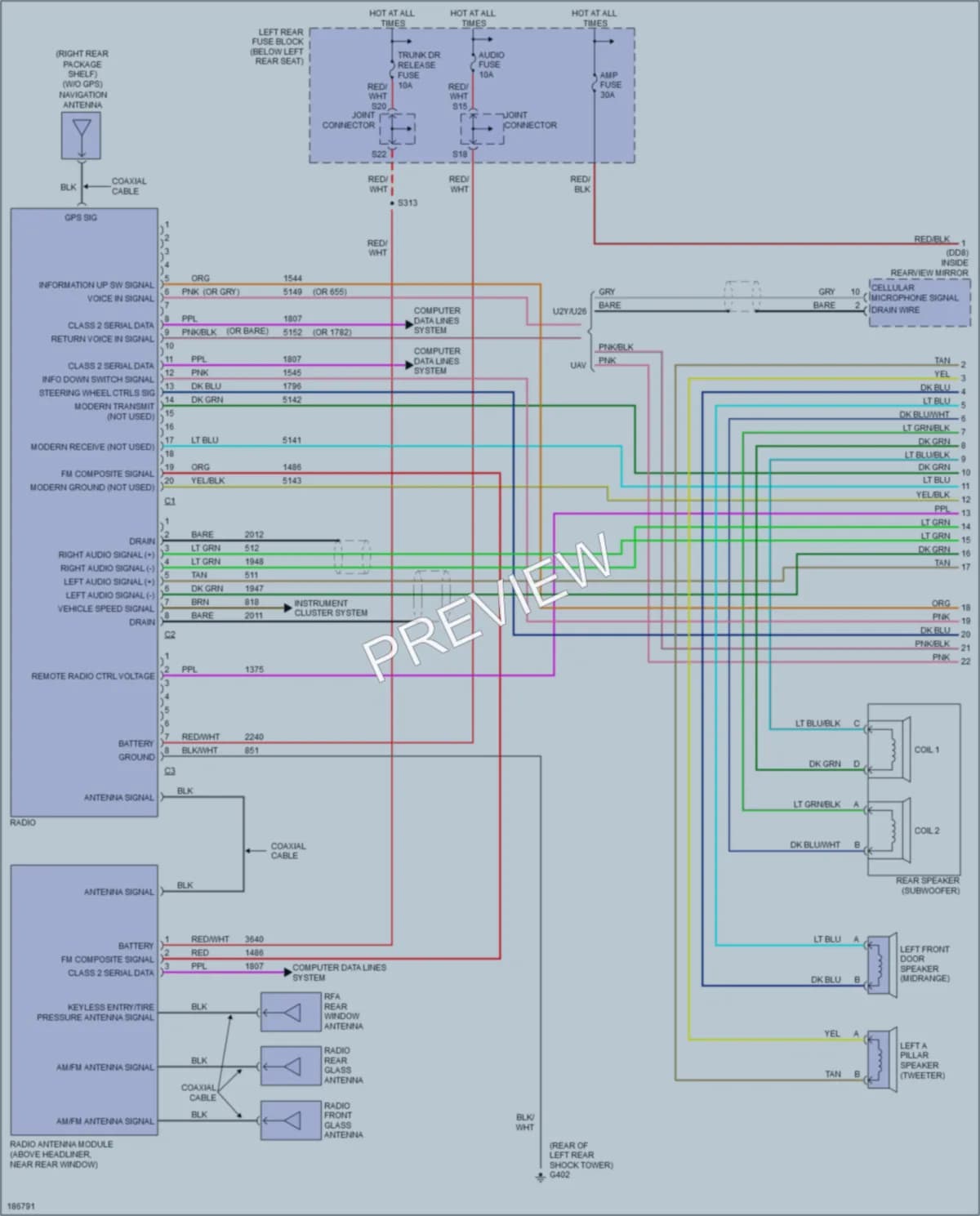 2004 Cadillac CTS Radio wiring diagram preview
