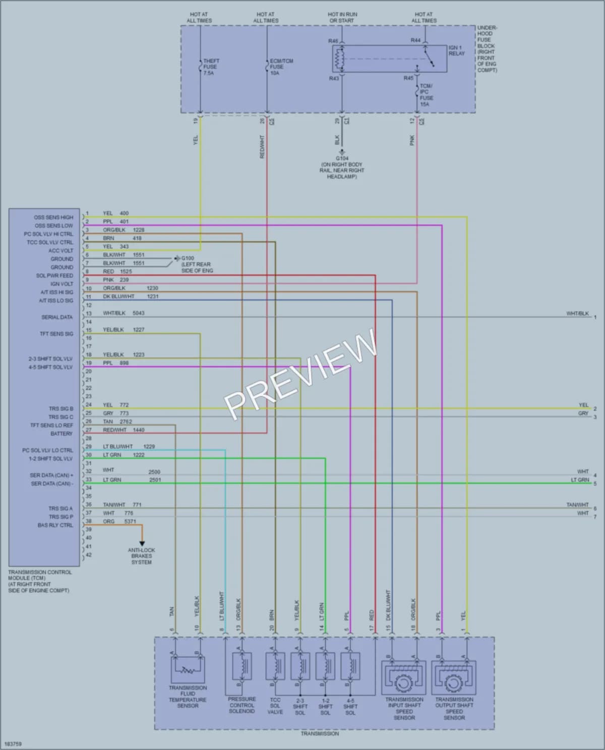 2004 Cadillac CTS Transmission wiring diagram preview