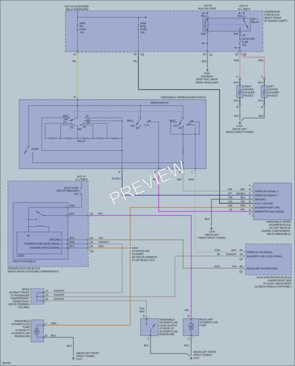 2004 Cadillac CTS Wiper Washer wiring diagram preview