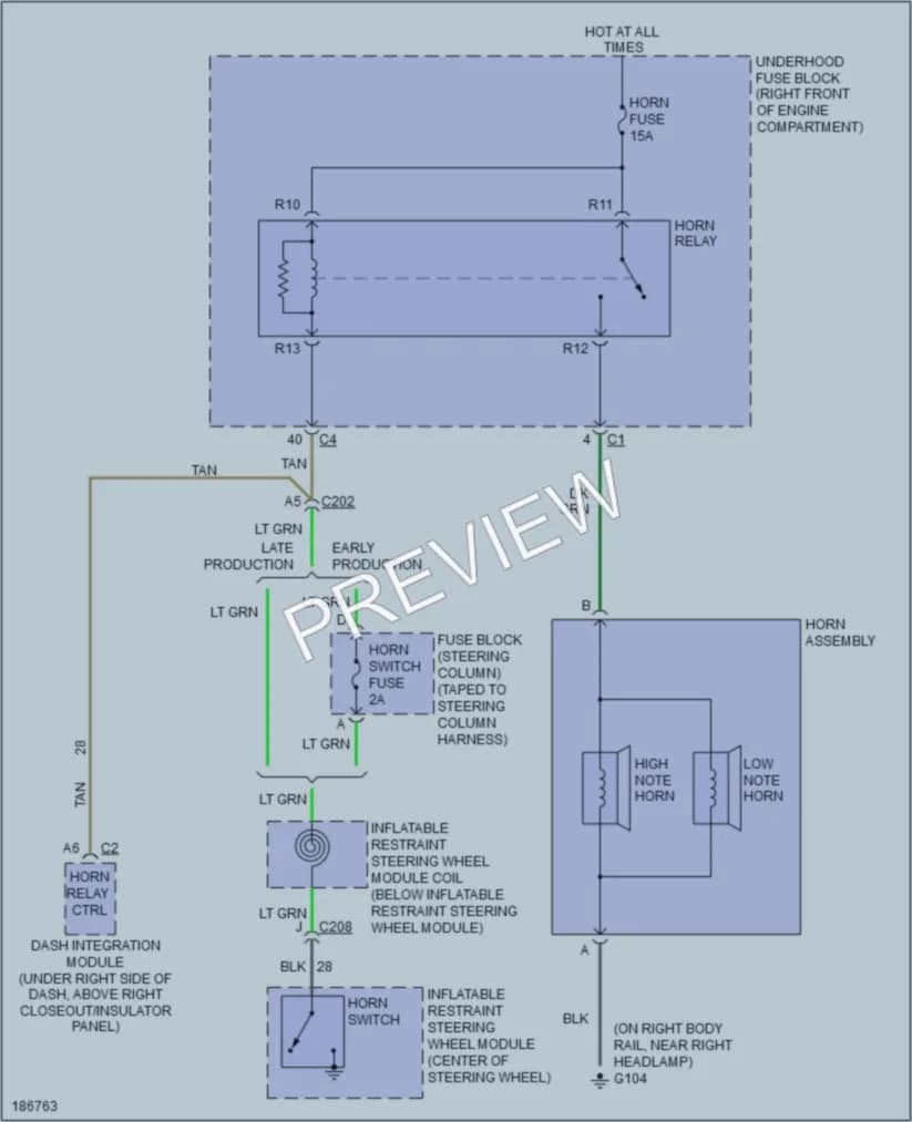 2004 Cadillac CTSV Horn wiring diagram preview