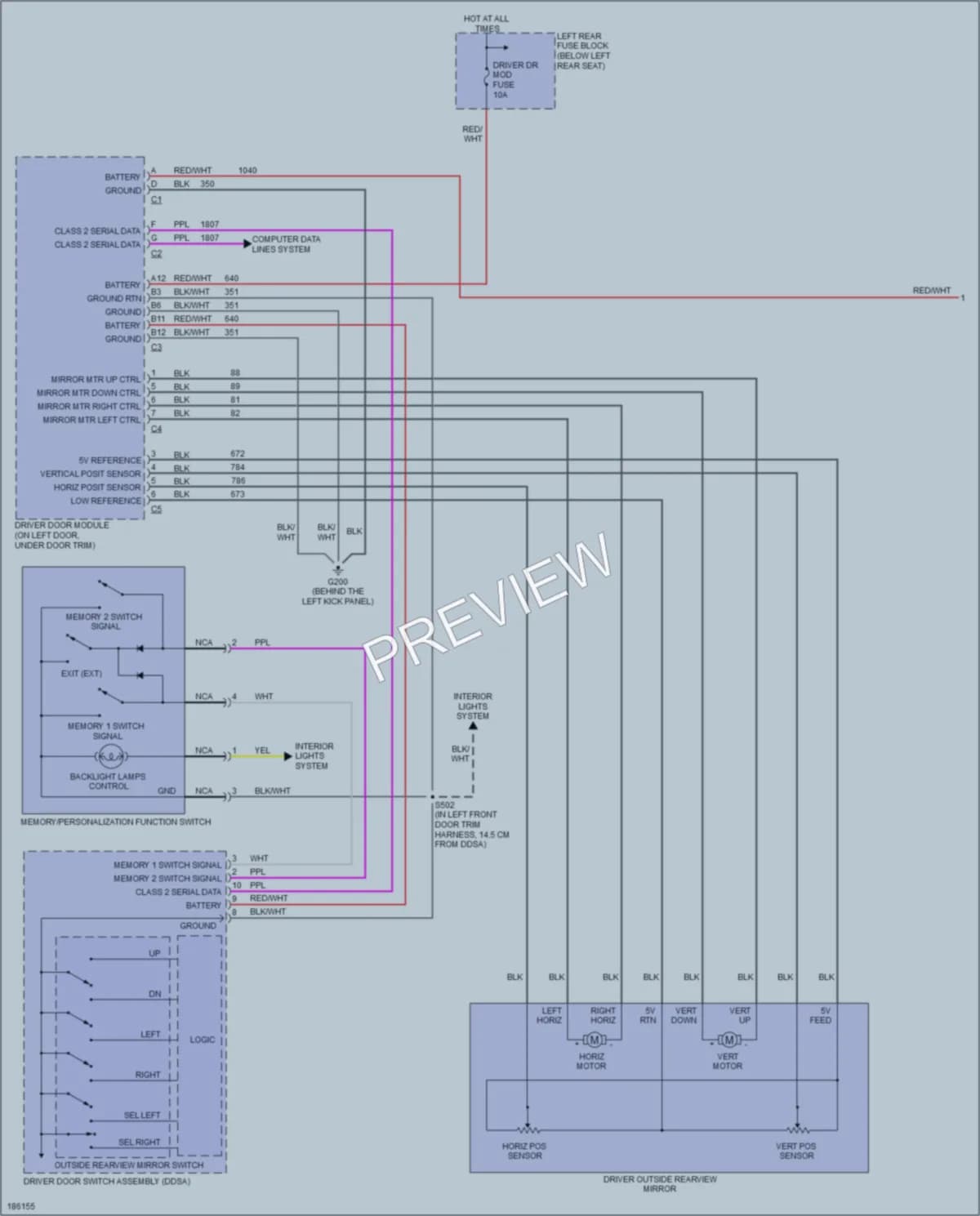 2004 Cadillac CTSV Memory Systems wiring diagram preview