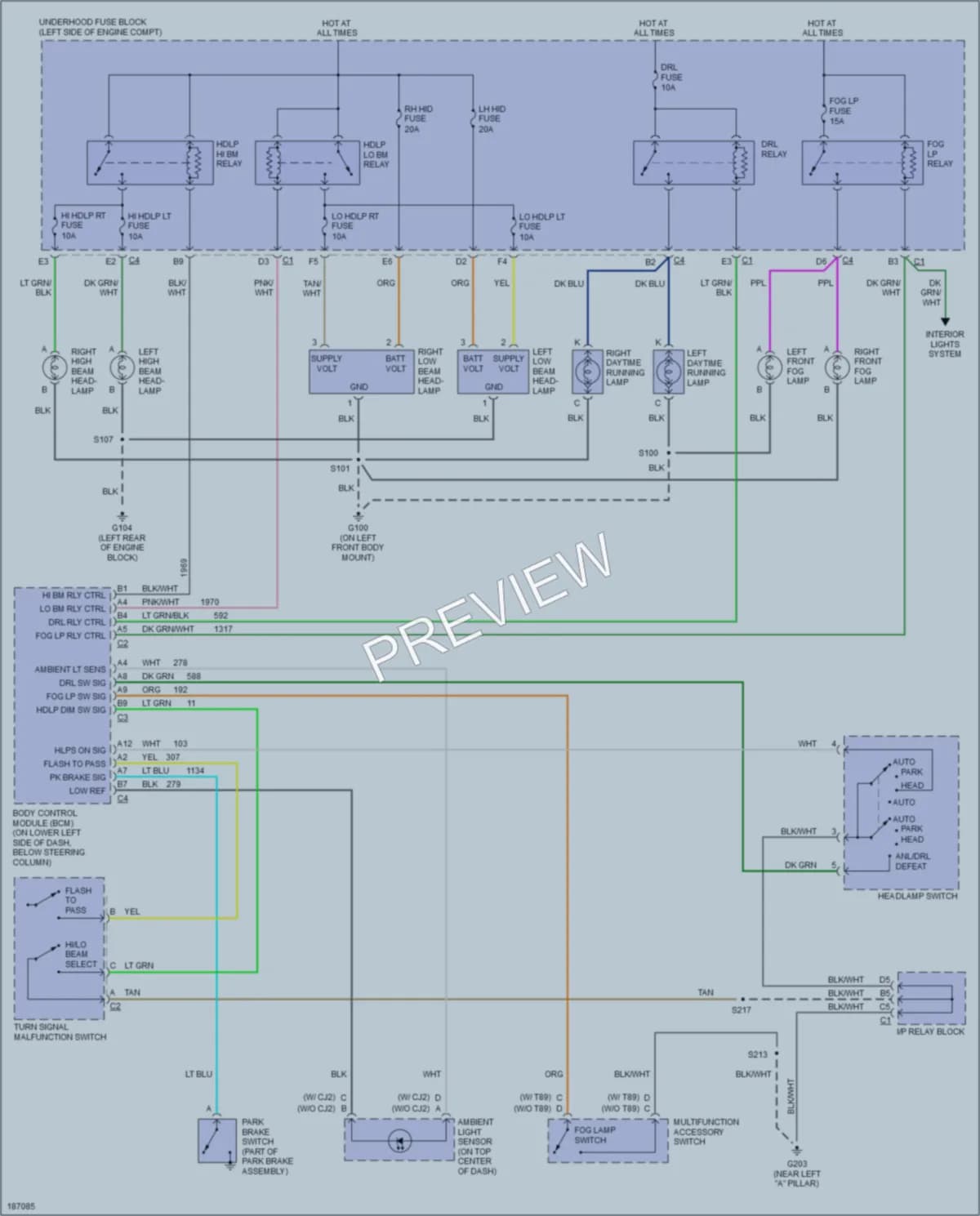 2004 Cadillac EscaladeESV Headlights wiring diagram preview