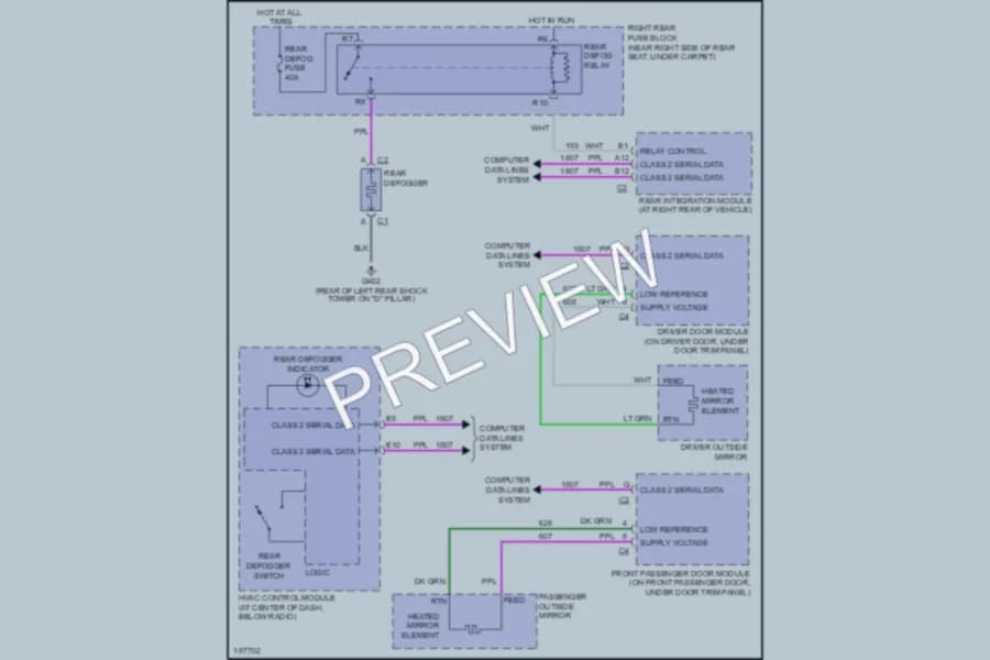 2004 Cadillac SRX Defoggers wiring diagram preview