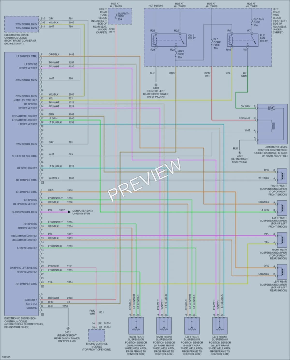 2004 Cadillac SRX Electronic Suspension wiring diagram preview